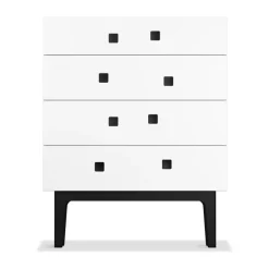 Commode Peep B3, blanc, laqué noir