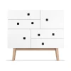 Commode Peep B1, blanc, retro, structure en chêne