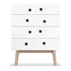 Commode Peep B3, blanc, retro, structure en chêne