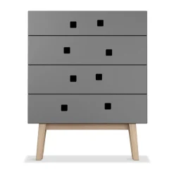 Commode Peep B3, slate grey, retro, structure en chêne