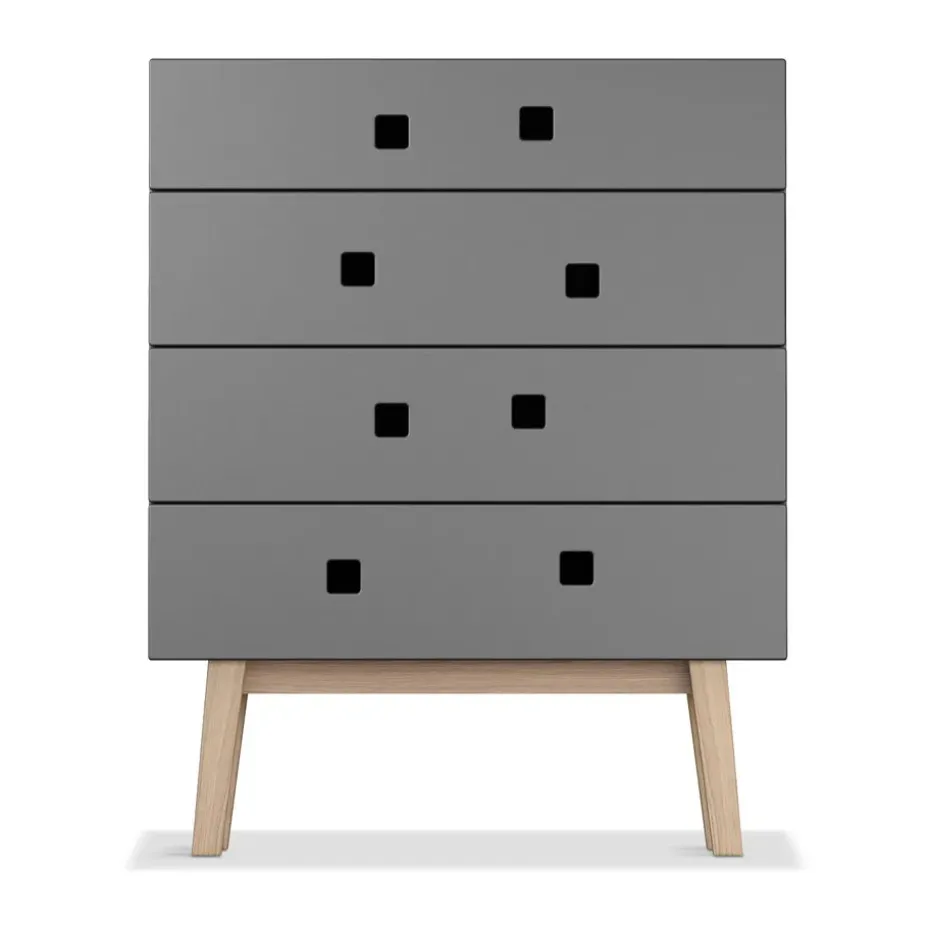 Commode Peep B3, slate grey, retro, structure en chêne