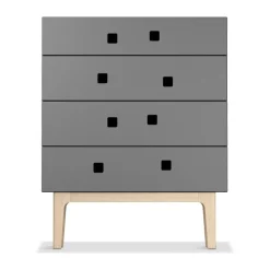 Commode Peep B3, slate grey, chêne pigmenté blanc