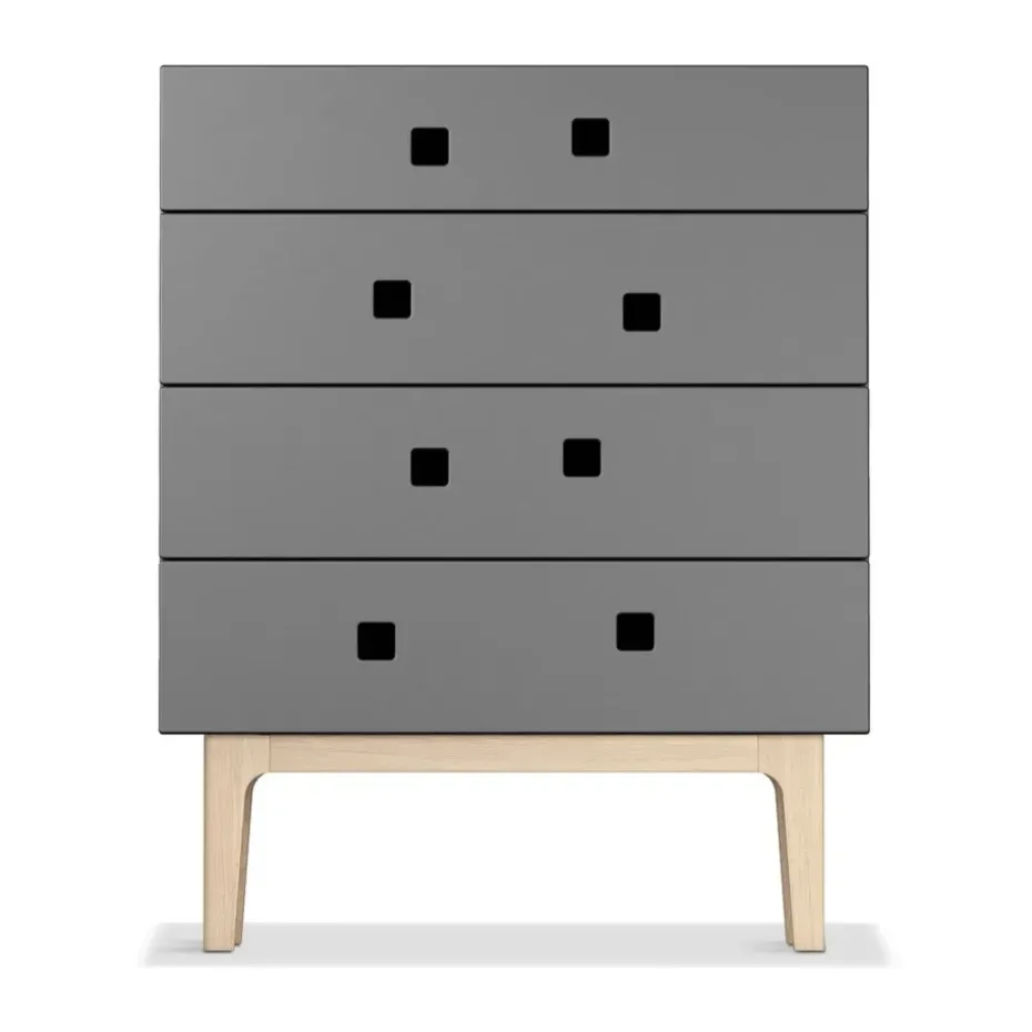 Commode Peep B3, slate grey, chêne pigmenté blanc