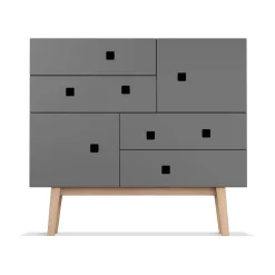 Commode Peep B1, slate grey, retro, structure en chêne
