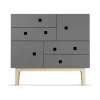 Commode Peep B1, slate grey, chêne pigmenté blanc