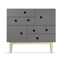Commode Peep B1, slate grey, chêne pigmenté blanc