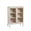 Commode Prio haute, bouleau huilé blanc, porte en verre