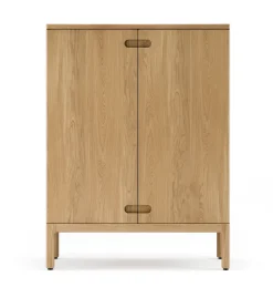 Commode Prio haute, chêne huilé naturel, porte en bois