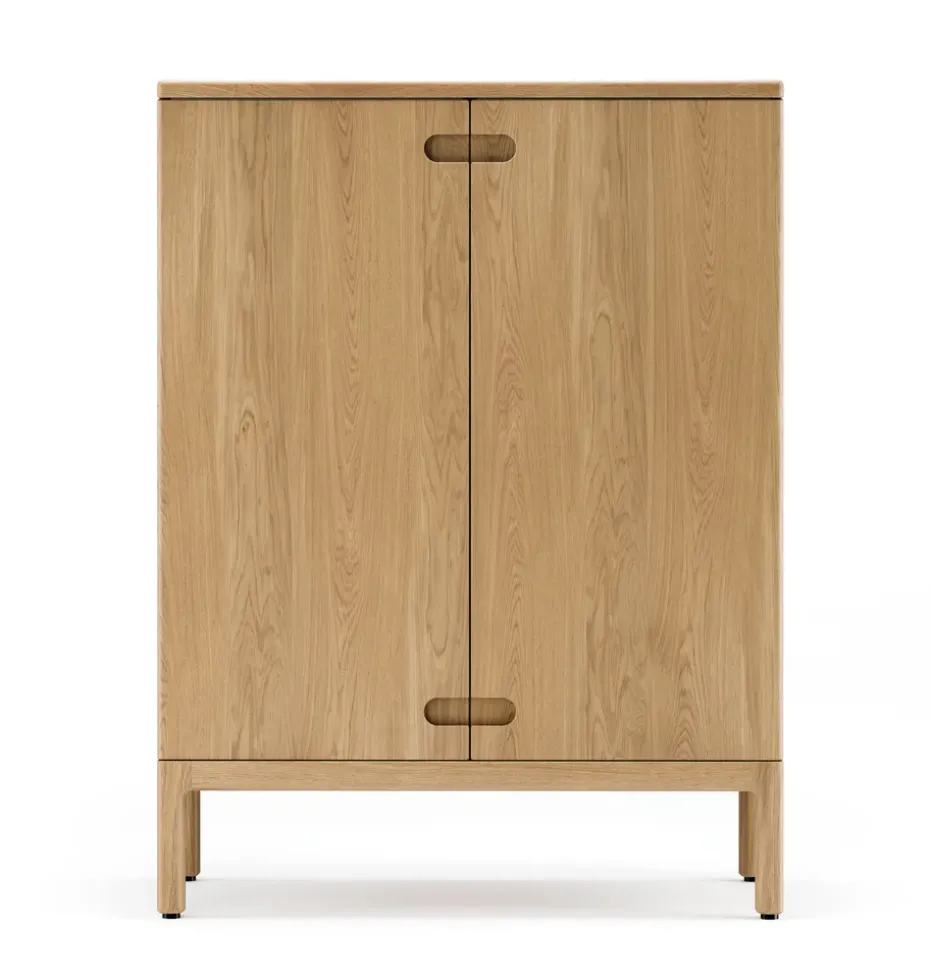 Commode Prio haute, chêne huilé naturel, porte en bois