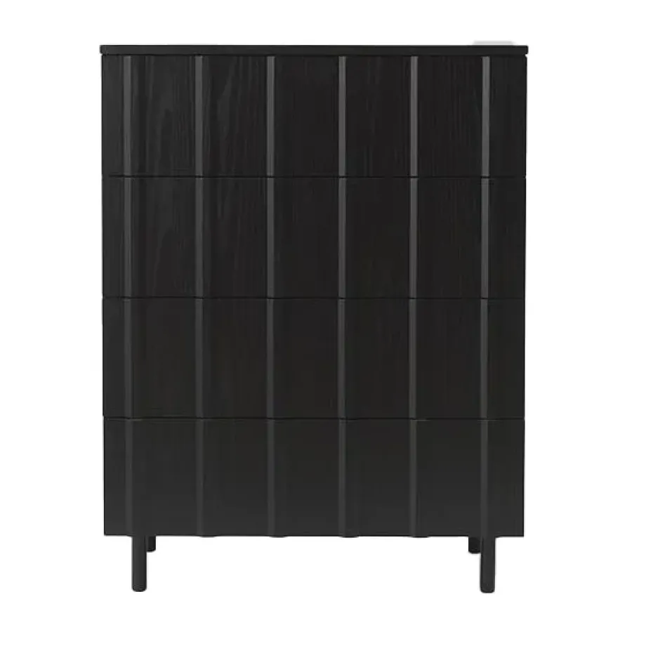 Commode Rib, 4 tiroirs, Soft Black