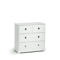 Commode Smögen, Blanc, 4 tiroirs, chrome