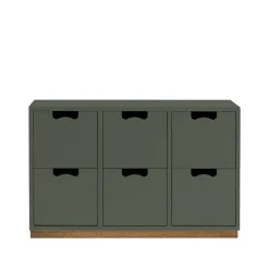 Commode Snö B2, green khaki, support en chêne