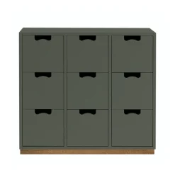 Commode Snö B3, green khaki, support en chêne