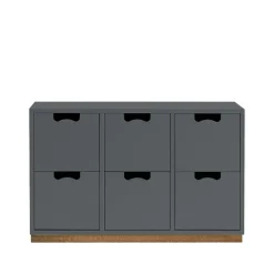 Commode Snö B2, storm grey, support en chêne