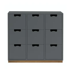 Commode Snö B3, storm grey, support en chêne