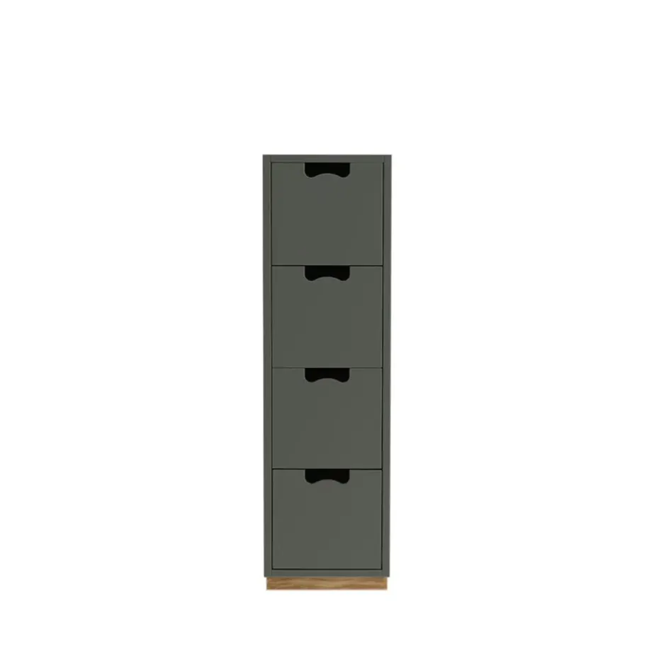 Commode Snö J4, green khaki, base en chêne