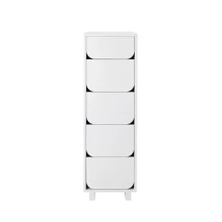 Commode étroite Vidja 5 tiroirs, Laqué blanc