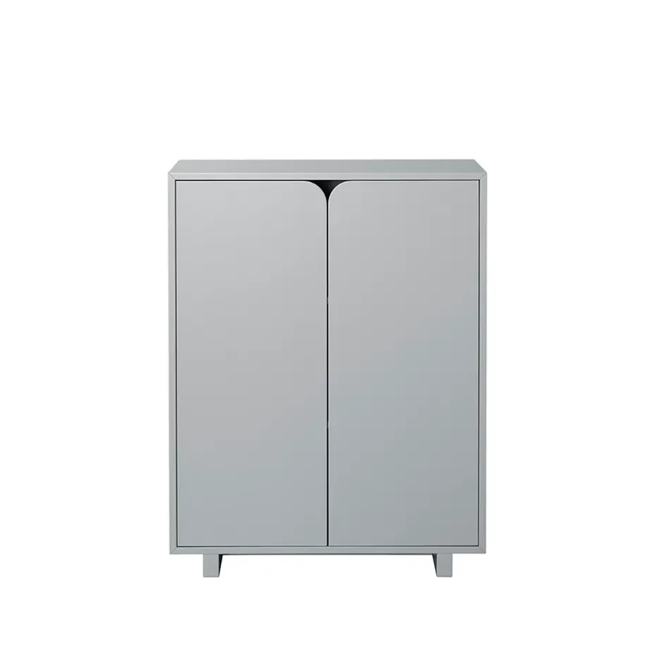 Commode Vidja, laqué gris, bas, portes pleines