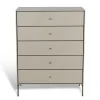Commode Volt 5 tiroirs beige, Détails en acier inoxydable