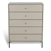 Commode Volt 5 tiroirs beige, Détails en noir