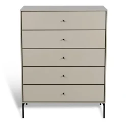 Commode Volt 5 tiroirs beige, Détails en noir
