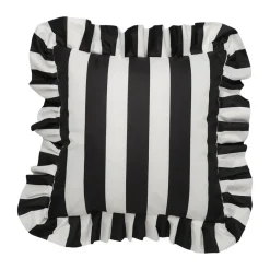 Coussin Garden Glory Outdoor avec volants 45x45 cm, Black-white