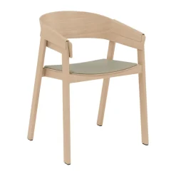 Cover Armchair chaise à accoudoirs avec assise en cuir, Refine leather stone-oak