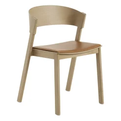 Cover Side Chair leather, Cognac-chêne