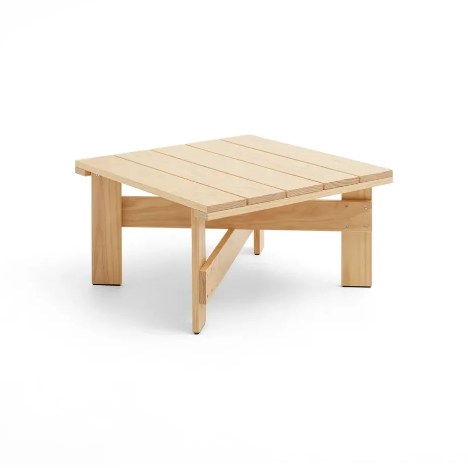 Crate Low Table 75,5x75,5 cm pin laqué, Transparent
