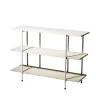 Desserte Lilly, frêne pigmenté blanc, support en acier laqué blanc, 120 cm