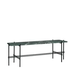 Desserte TS Console 1, marbre vert, structure laquée noire