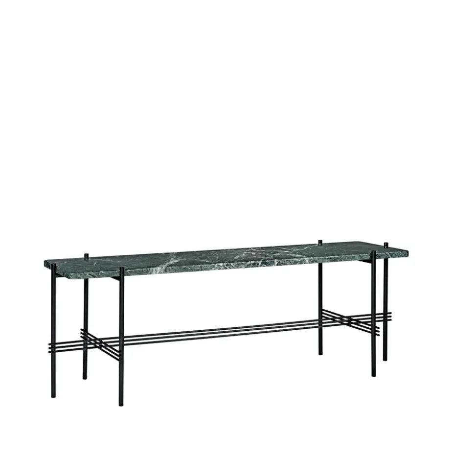 Desserte TS Console 1, marbre vert, structure laquée noire