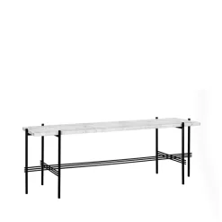 Desserte TS Console 1, marbre blanc, structure laquée noire