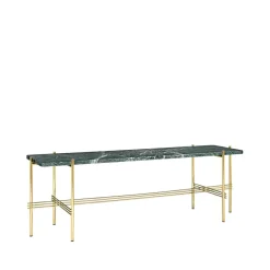 Desserte TS Console 1, marbre vert, structure en laiton