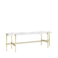 Desserte TS Console 1, marbre blanc, structure en laiton