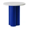 Dit table d'appoint Ø40 cm, Blanc Carrara-bleu clair