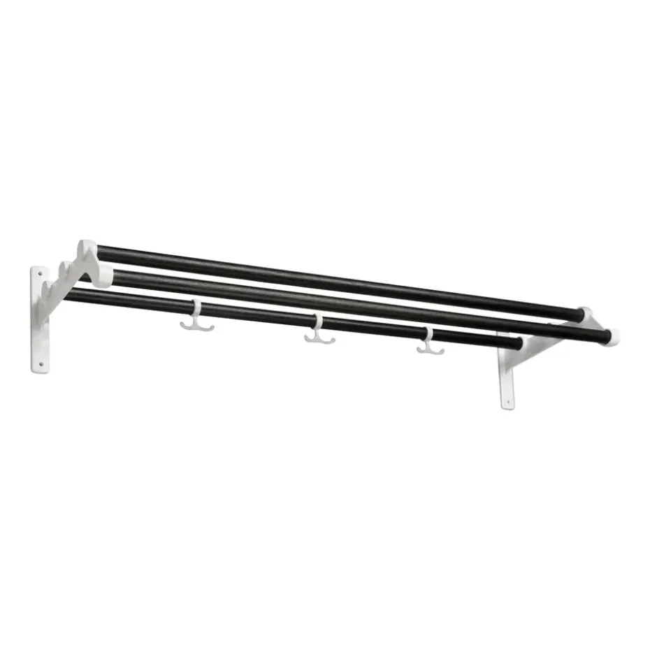 Etagère à chapeaux Nostalgi 291 100 cm, Chêne peint noir-blanc