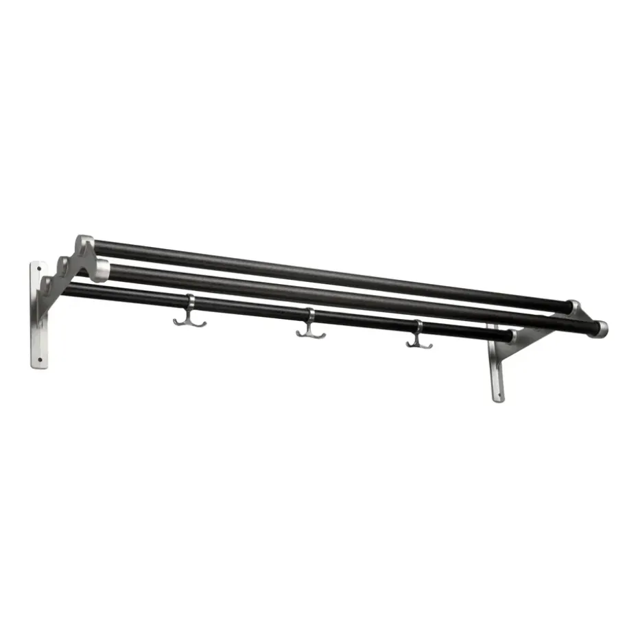 Etagère à chapeaux Nostalgi 291 100 cm, Chêne peint noir-aluminium