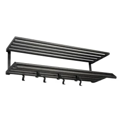 Etagère à chapeaux Tamburin 100cm, Chêne peint noir-noir