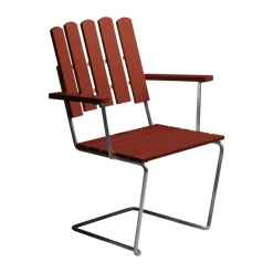 Fauteuil A2, Chêne laqué rouge foncé-châssis galvanisé à chaud