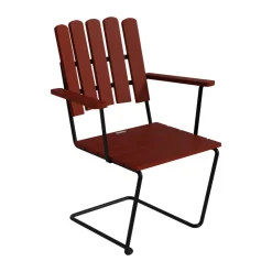 Fauteuil A2, Structure en chêne laqué rouge foncé et acier noir