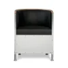 Fauteuil aluminium brossé mat, Cuir Tärnsjö noir-noyer
