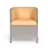 Fauteuil aluminium brossé mat, Cuir Tärnsjö naturel-bordure en hêtre