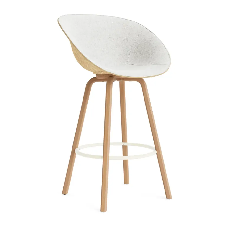 Fauteuil avec accoudoirs Mat Bar Armchair habillé sur le devant 75 cm, Hallingdal 110-hemp-beech-cream steel