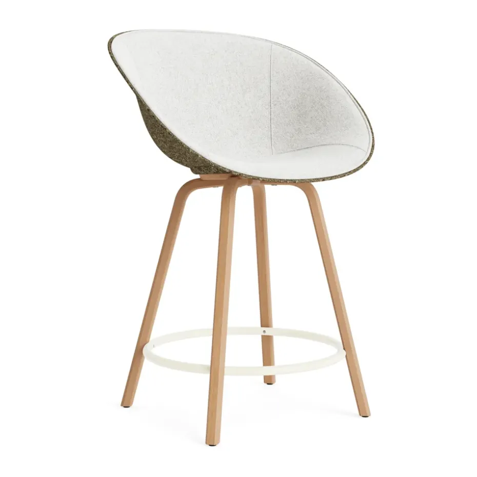 Fauteuil avec accoudoirs Mat Bar Armchair habillé sur le devant 65 cm, Hallingdal 110-seaweed-beech-cream steel
