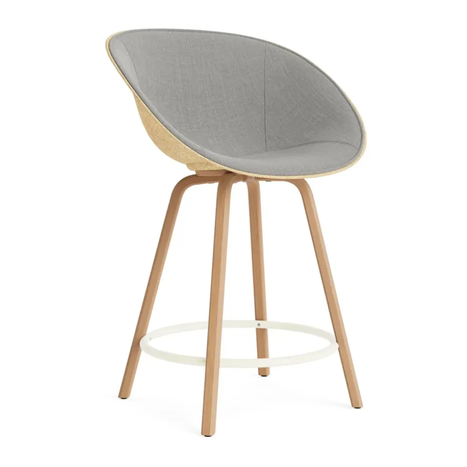 Fauteuil avec accoudoirs Mat Bar Armchair habillé sur le devant 65 cm, Remix 133-hemp-beech-cream steel.