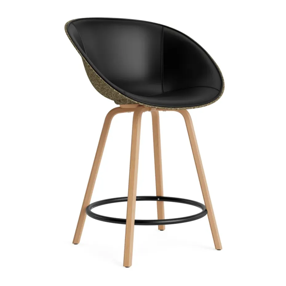 Fauteuil avec accoudoirs Mat Bar Armchair habillé sur le devant 65 cm, Ultra 41599-seaweed-beech-black steel