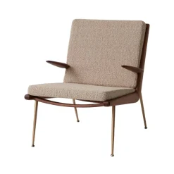 Fauteuil Boomerang HM2, Karakorum 003 beige, noyer huilé