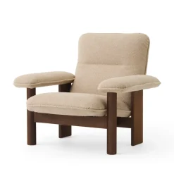 Fauteuil Brasilia, Dark oak-Bouclé 02 beige