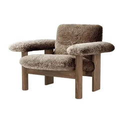 Fauteuil Brasilia low back, Walnut-Sahara sheepskin curly